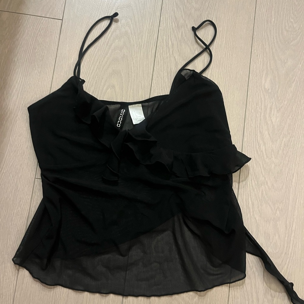 H&M Black Ruffle Camisole Top